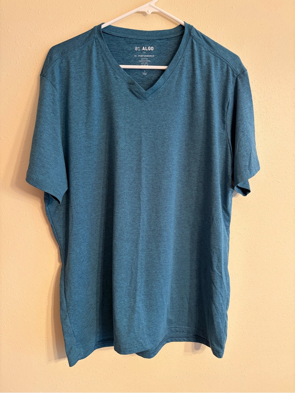 ALG0 Men's Short Sleeve V-Neck Performance Shirt in Teal